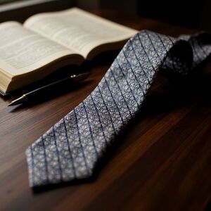 Vintage Phillipe Longet Paris Silk Tie Mens Blue Silver Retro Classic